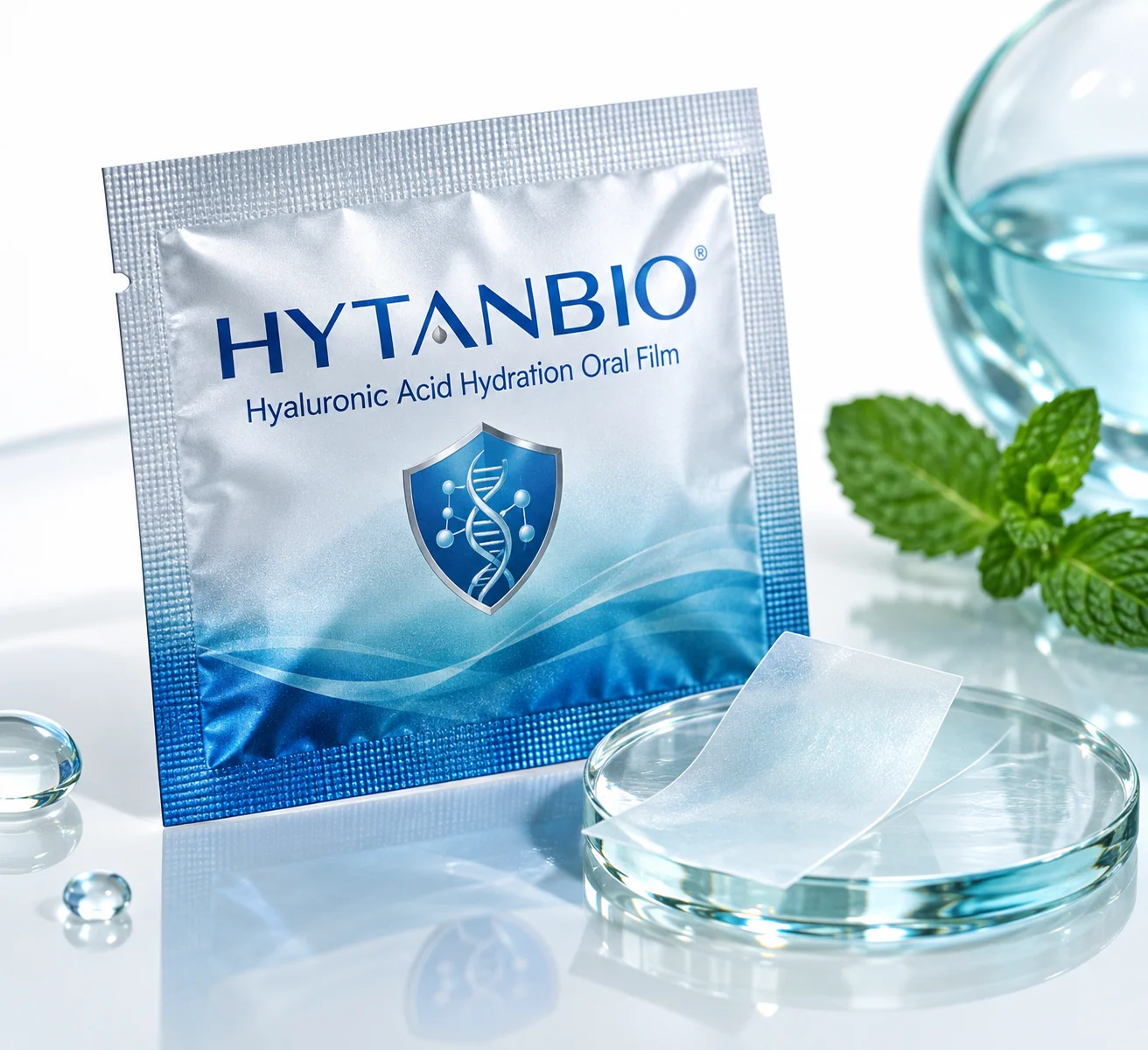 HYTANBIO Hyaluronic Acid Hydration Oral Film individually wrapped oral film