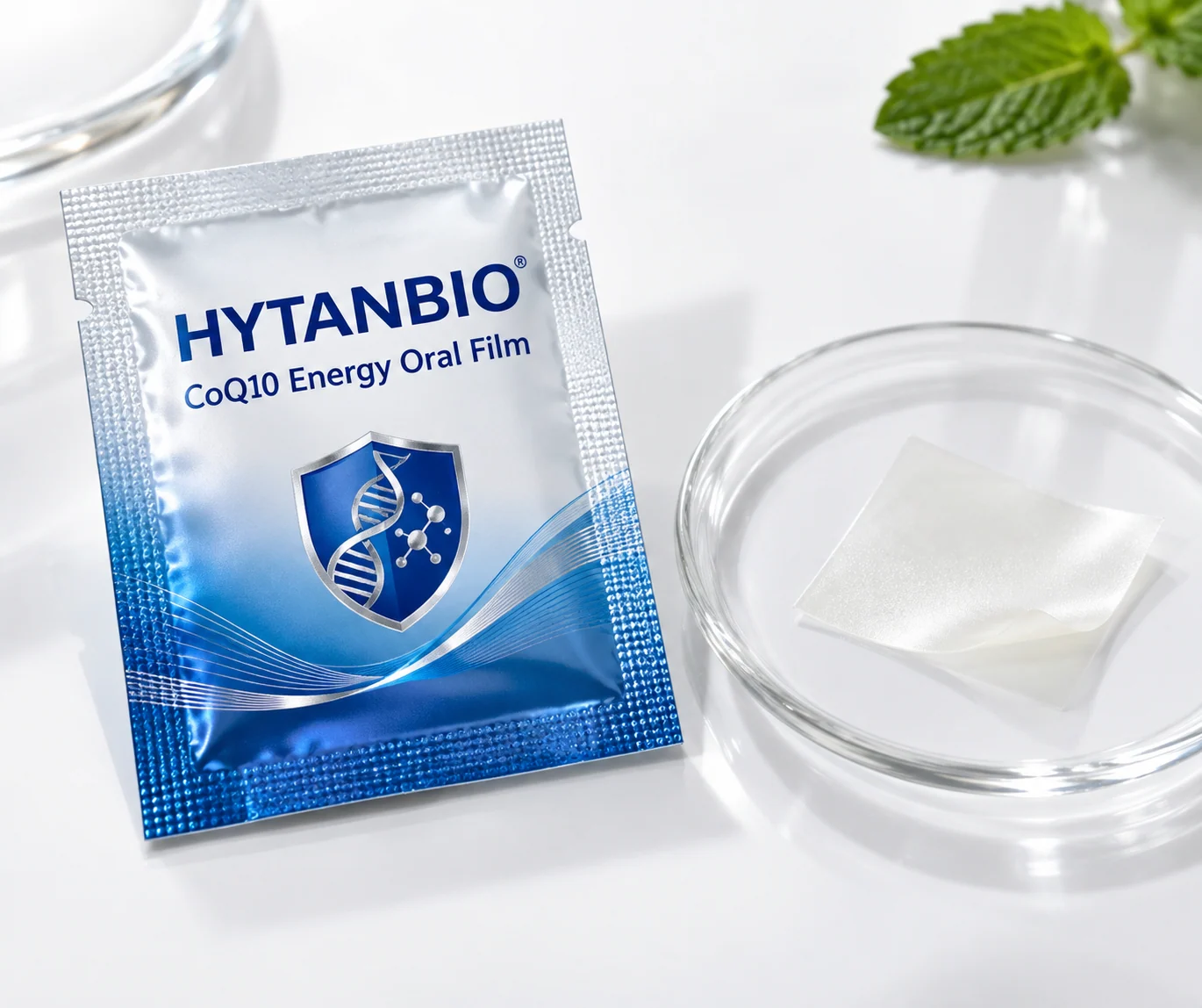HYTANBIO CoQ10 Energy Oral Film foil sachet and ultra-thin film
