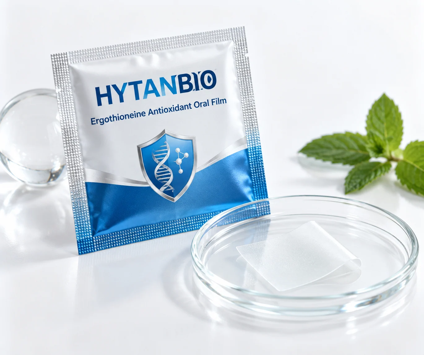 HYTANBIO Ergothioneine Antioxidant Oral Film foil sachet and ultra-thin film