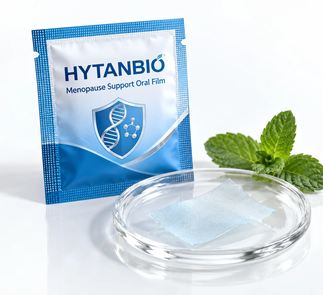 HYTANBIO Menopause Support Oral Film foil sachet and ultra-thin film