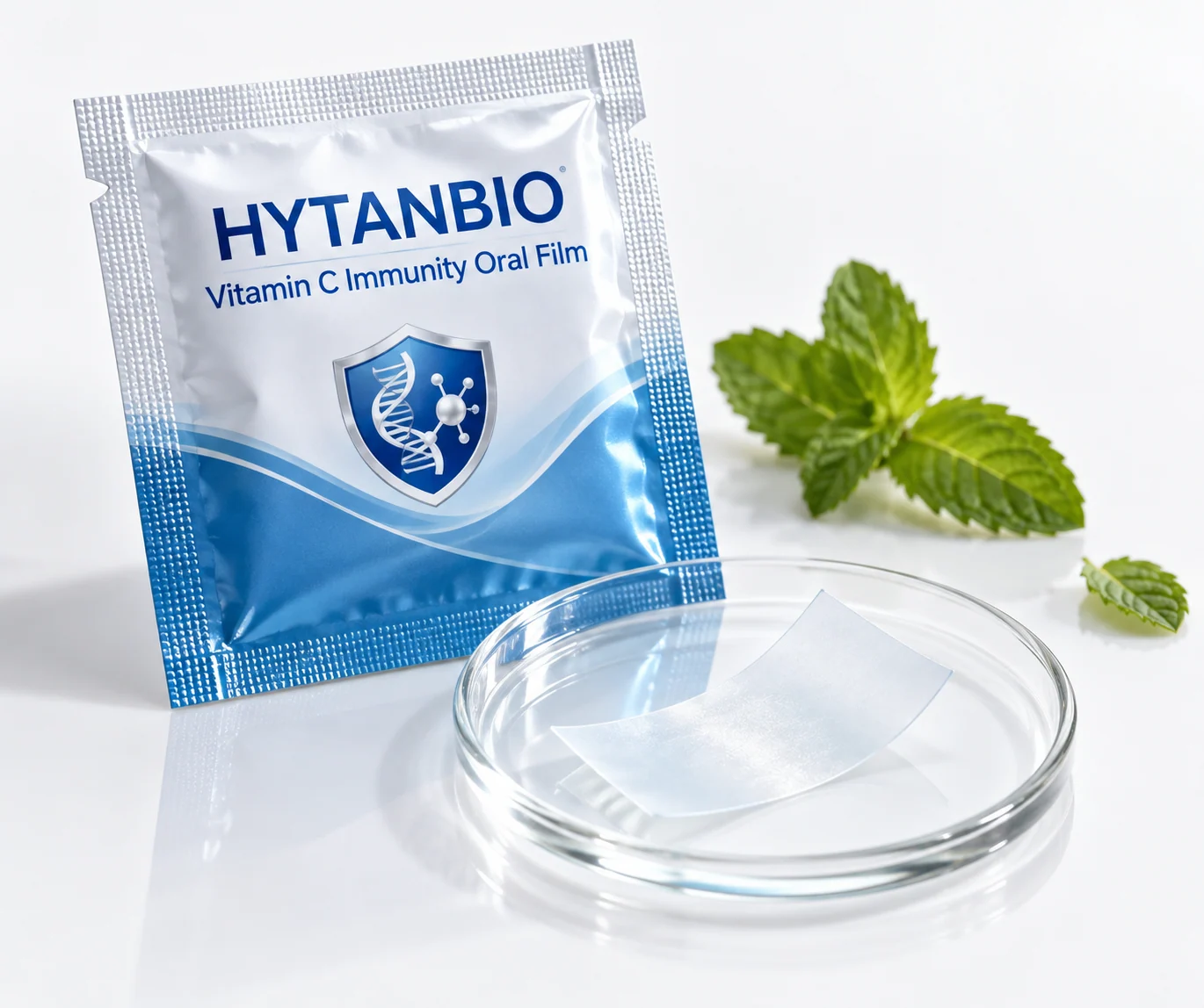 HYTANBIO Vitamin C Immunity Oral Film foil sachet and ultra-thin film