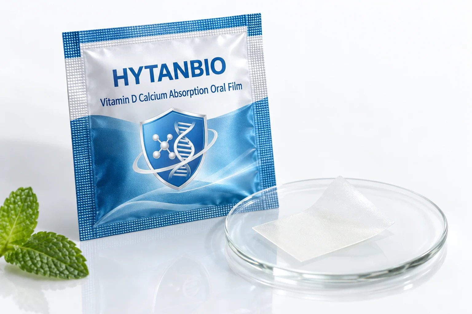 HYTANBIO Vitamin D Calcium Absorption Oral Film foil sachet and ultra-thin film
