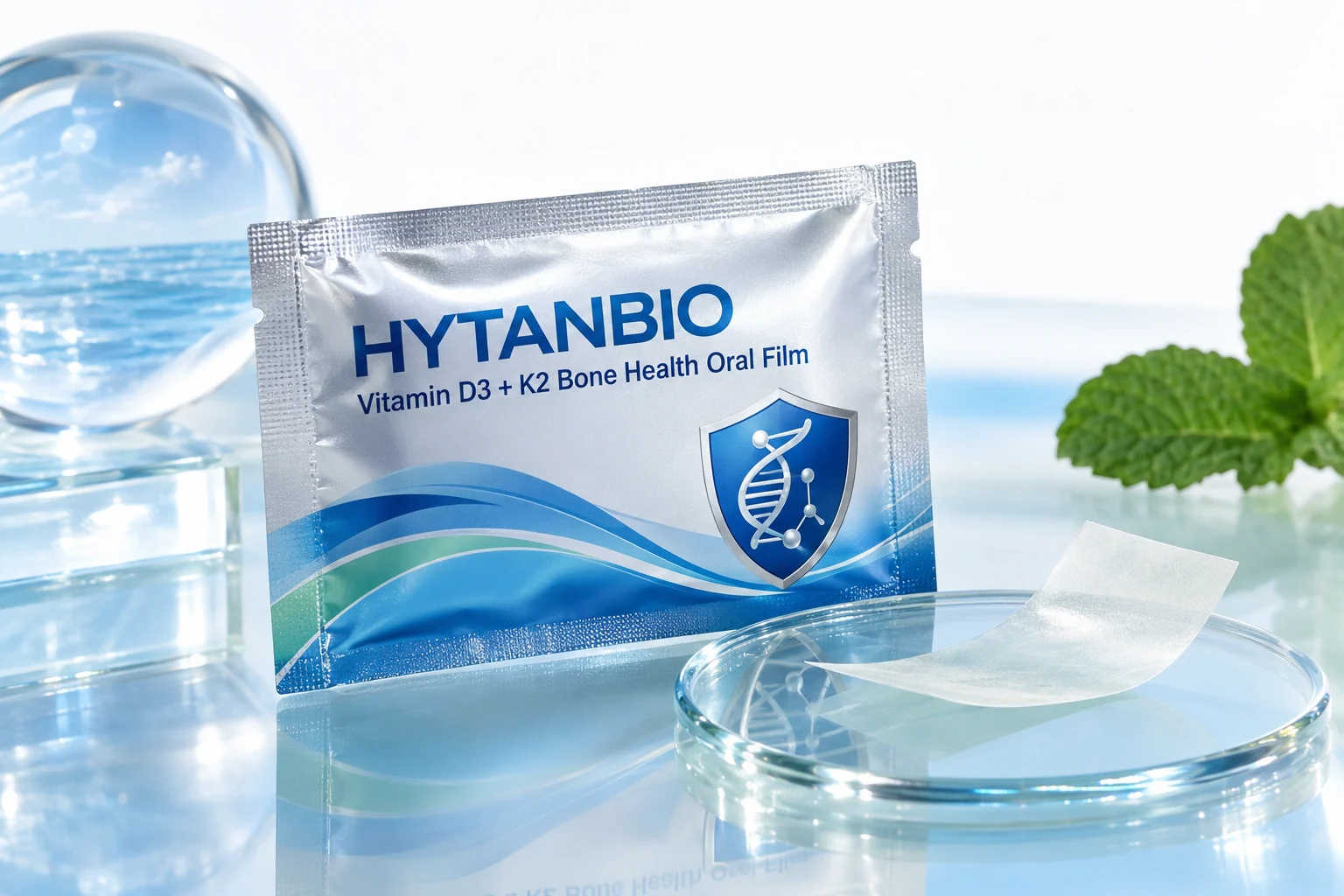 HYTANBIO Vitamin D3 + K2 Bone Health Oral Film individually wrapped oral film