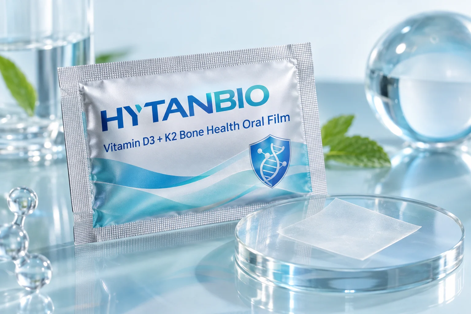 HYTANBIO Vitamin D3 + K2 Bone Health Oral Film individually wrapped oral film