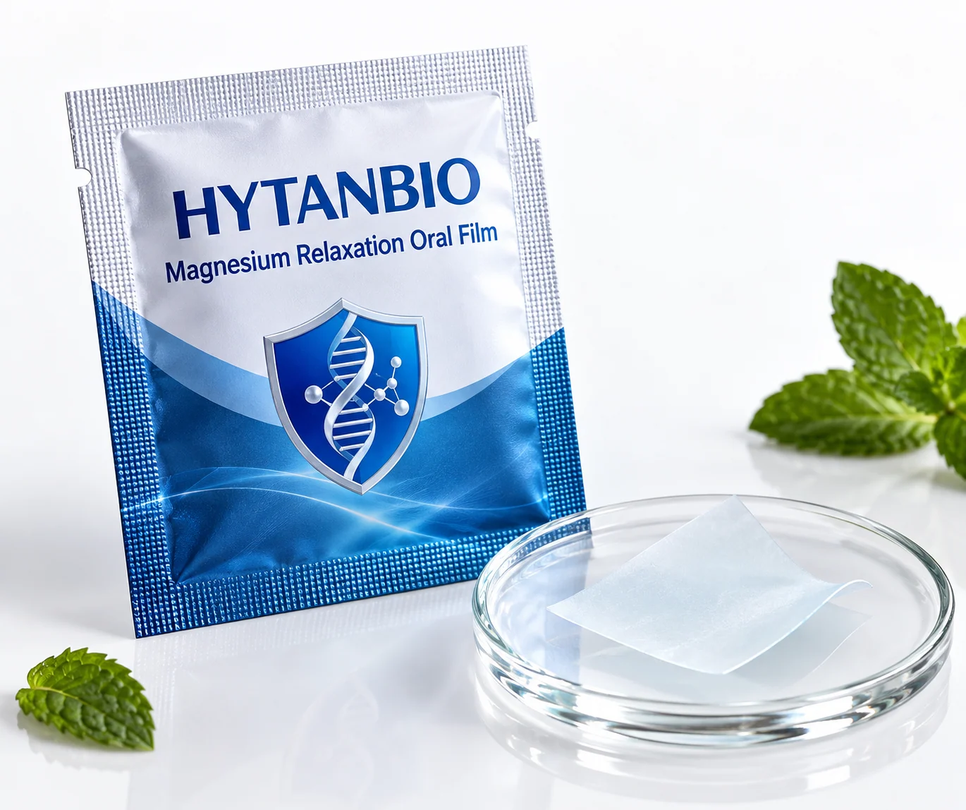 HYTANBIO Magnesium Relaxation Oral Film foil sachet and ultra-thin film