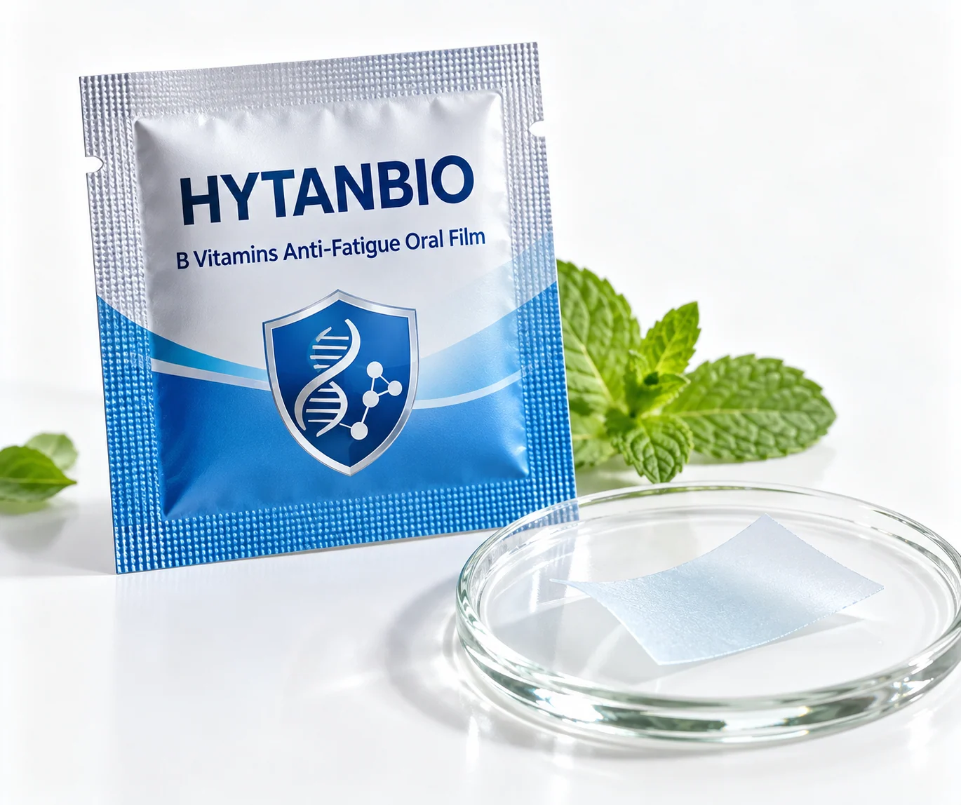 HYTANBIO B Vitamins Anti-Fatigue Oral Film foil sachet and ultra-thin film