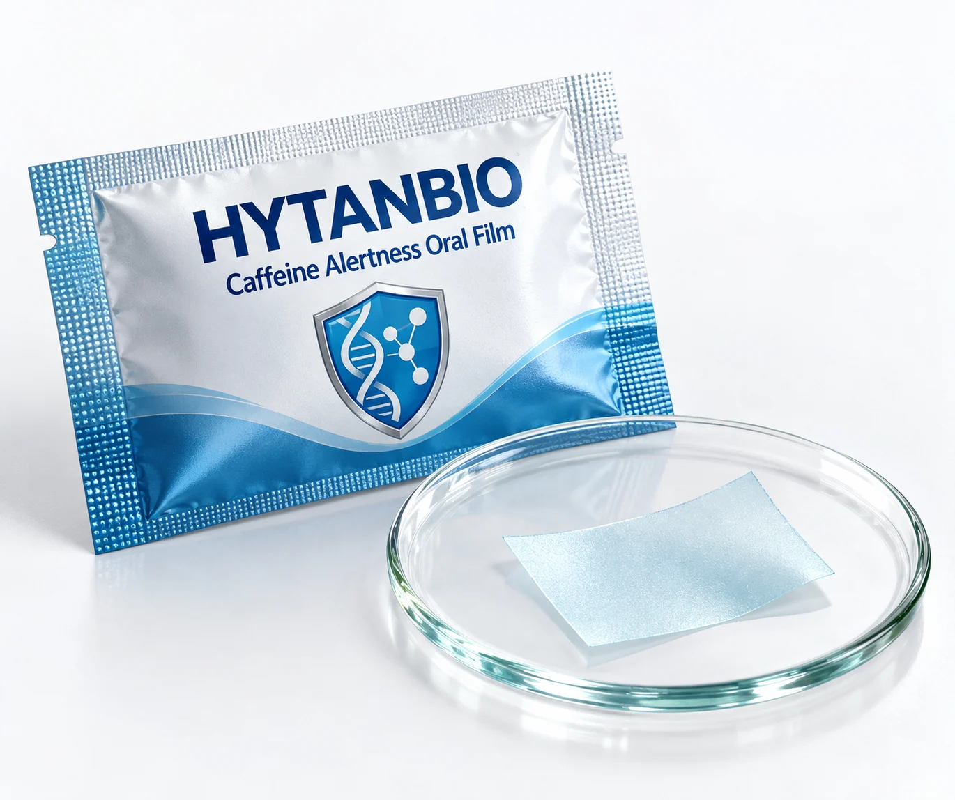 HYTANBIO Caffeine Alertness Oral Film foil sachet and ultra-thin film