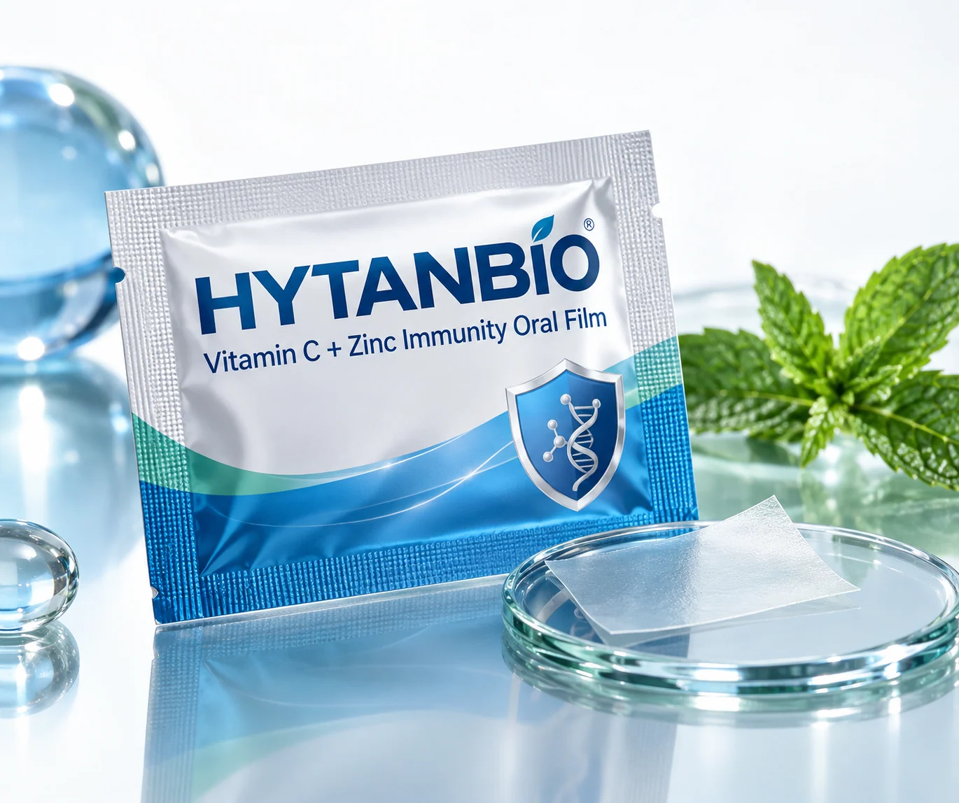 HYTANBIO Vitamin C + Zinc Immunity Oral Film individually wrapped oral film