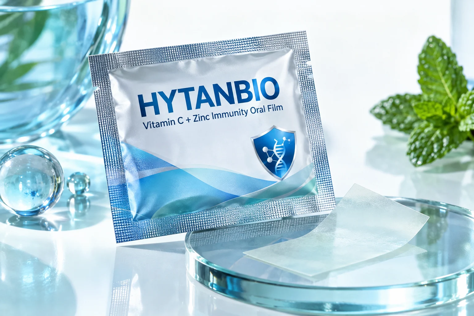 HYTANBIO Vitamin C + Zinc Immunity Oral Film individually wrapped oral film