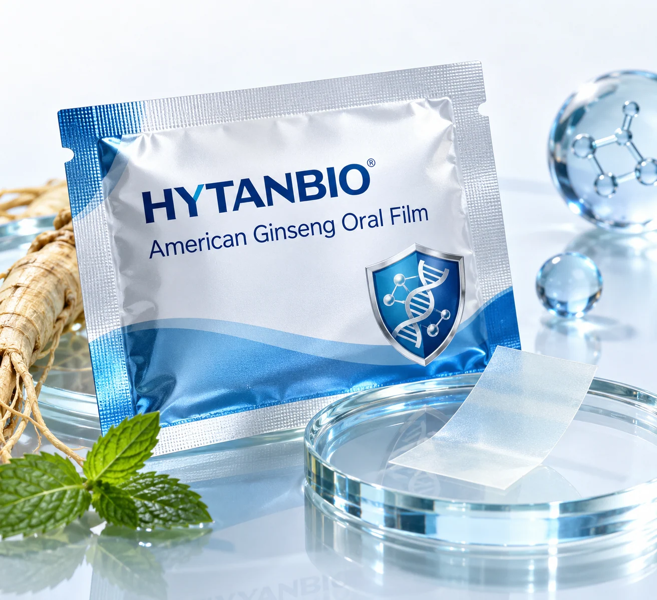 HYTANBIO American Ginseng Oral Film individually wrapped oral film