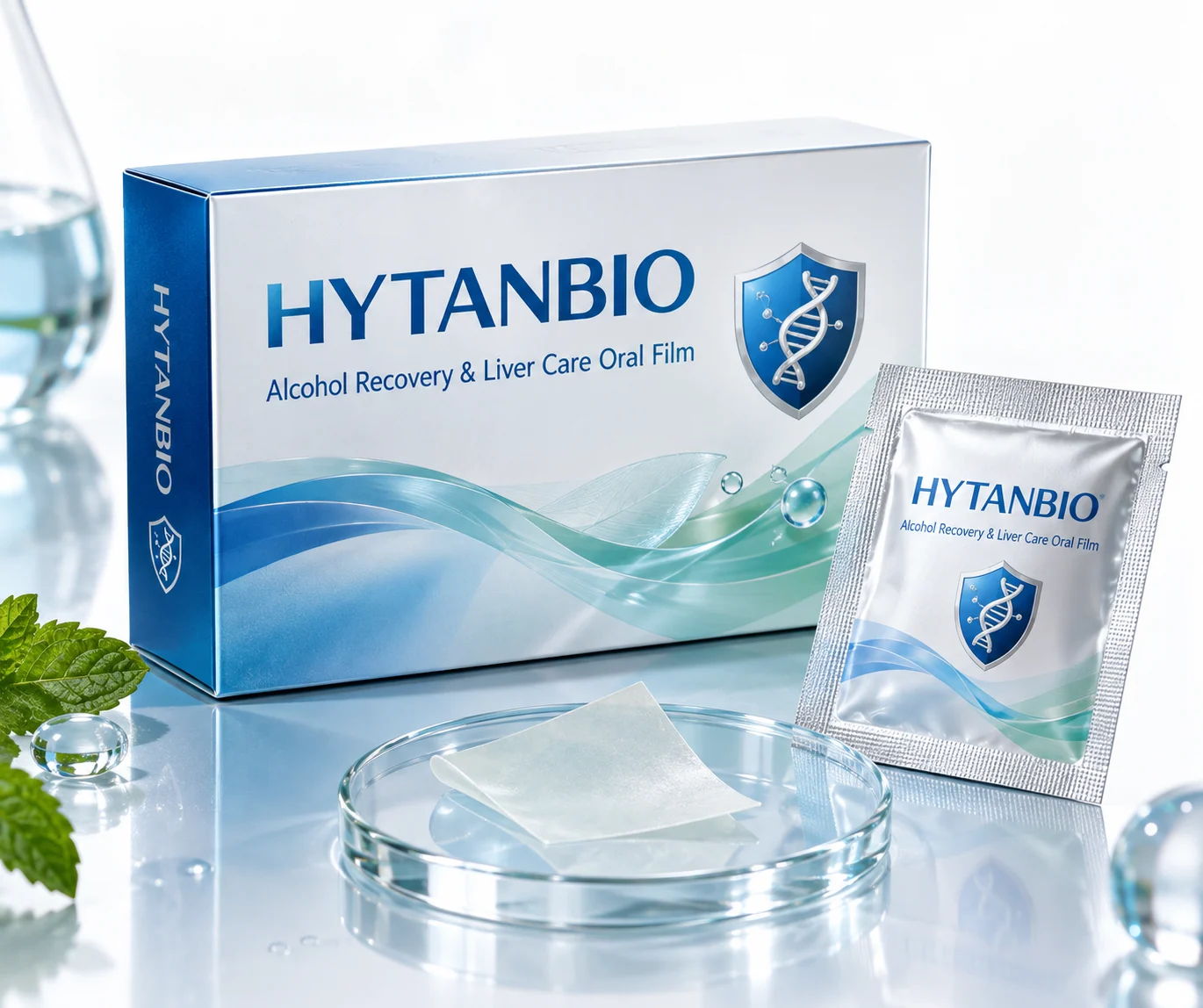 HYTANBIO Alcohol Recovery & Liver Care Oral Film individually wrapped oral film