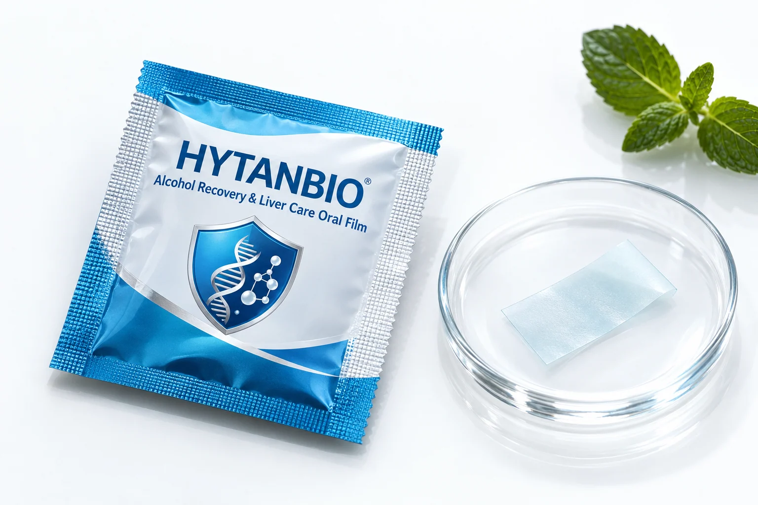 HYTANBIO Alcohol Recovery & Liver Care Oral Film foil sachet and ultra-thin film