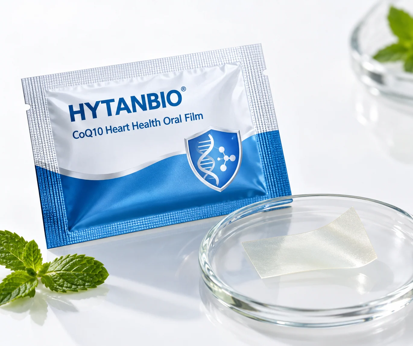 HYTANBIO CoQ10 Heart Health Oral Film foil sachet and ultra-thin film