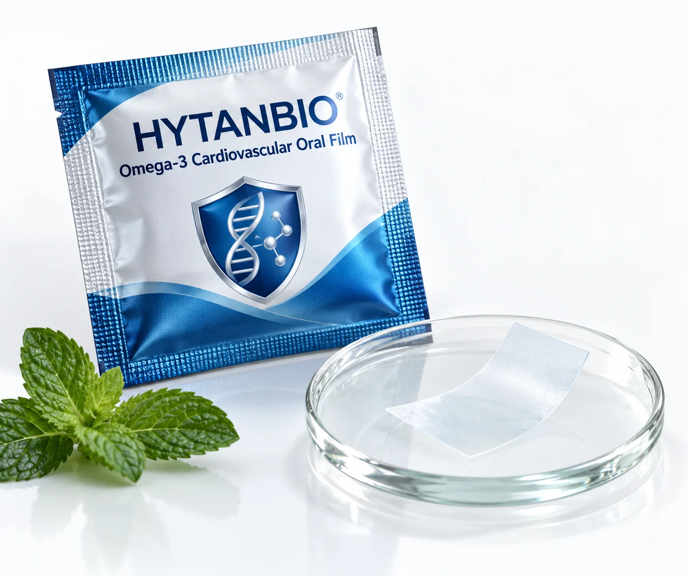 HYTANBIO Omega-3 Cardiovascular Oral Film foil sachet and ultra-thin film