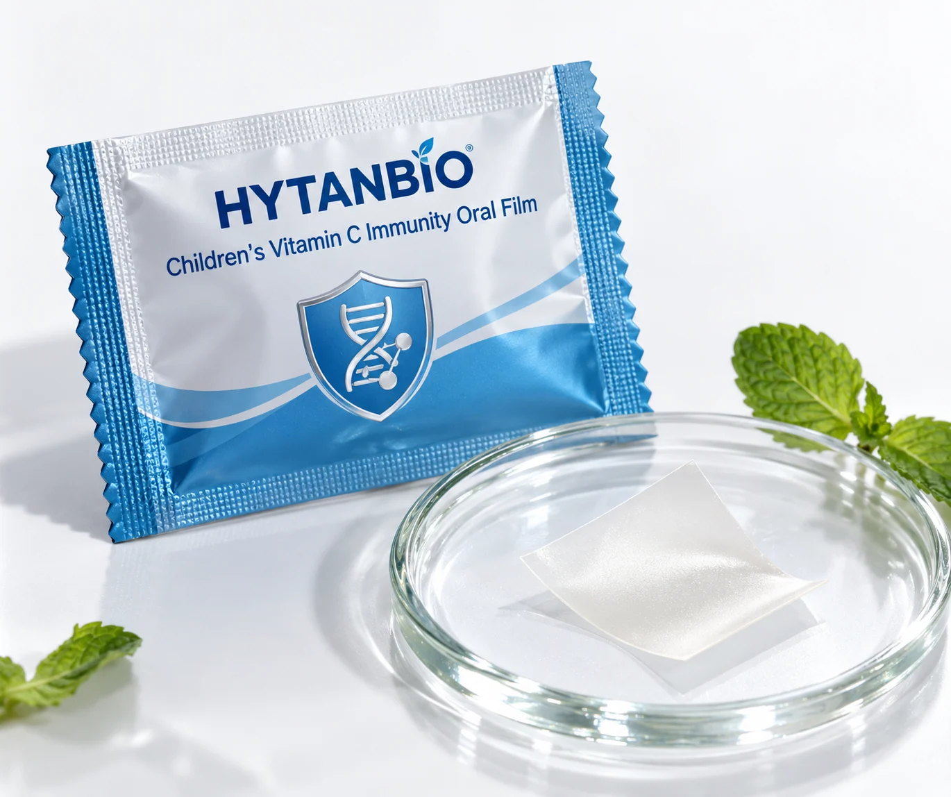 HYTANBIO Children's Vitamin C Immunity Oral Film foil sachet and ultra-thin film