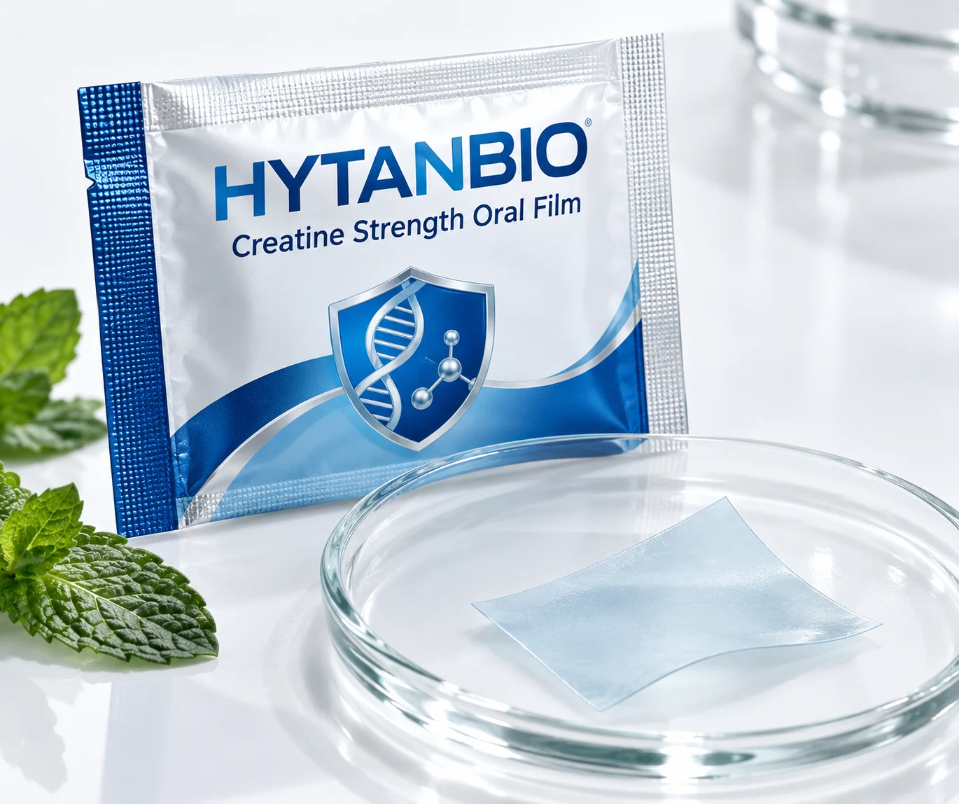 HYTANBIO Creatine Strength Oral Film foil sachet and ultra-thin film