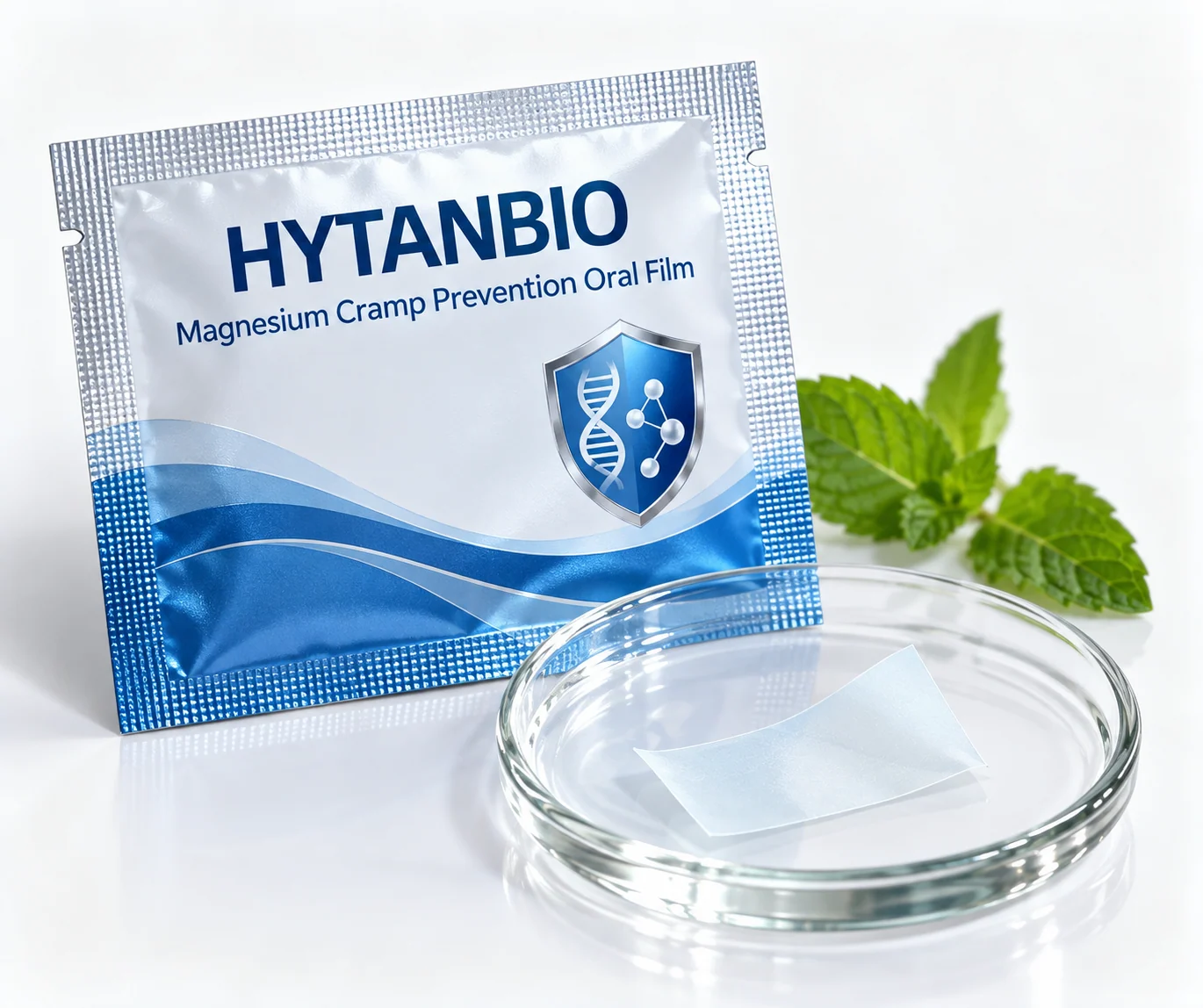 HYTANBIO Magnesium Cramp Prevention Oral Film foil sachet and ultra-thin film