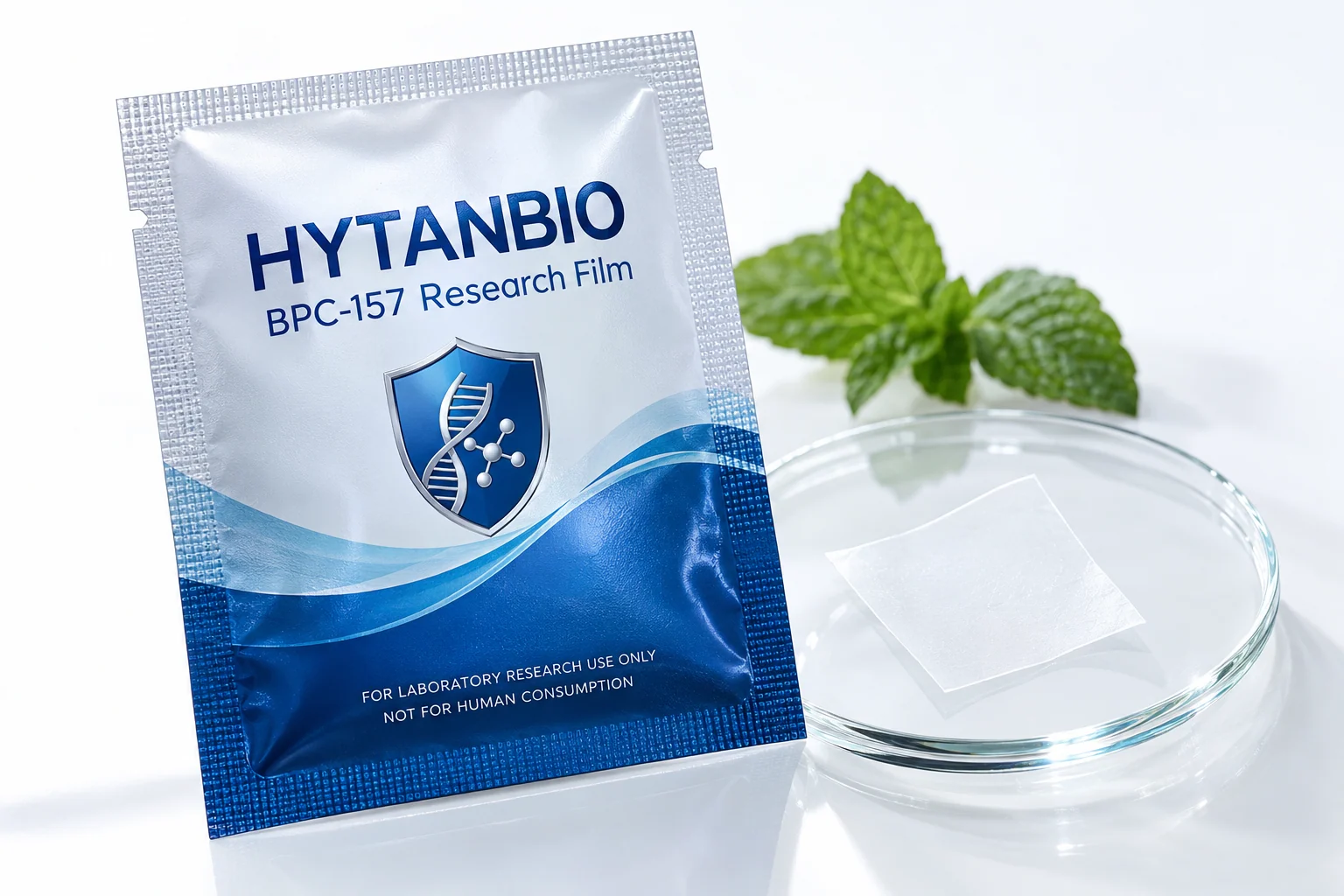 HYTANBIO BPC-157 Research Film foil sachet and ultra-thin film