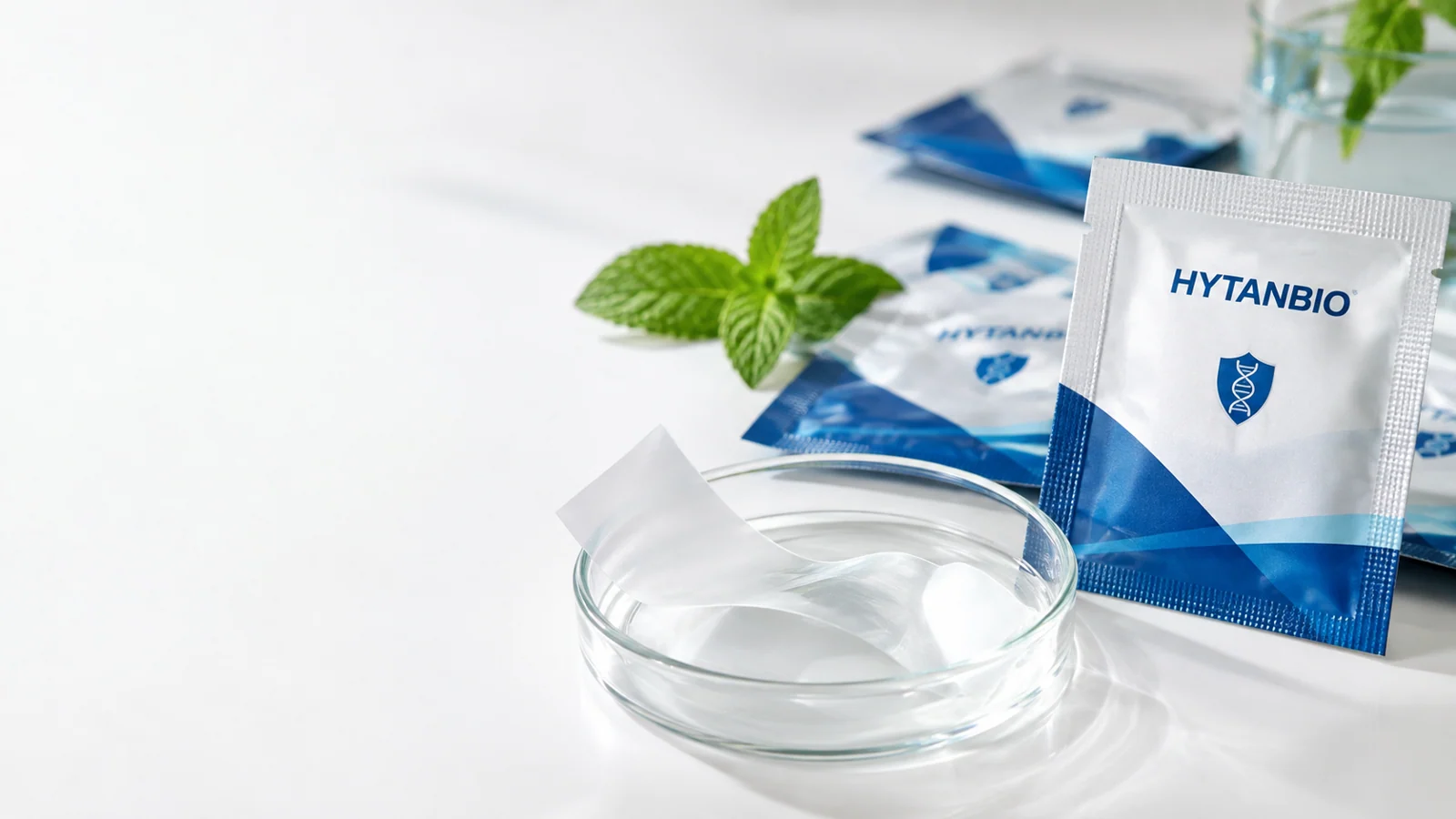 sports nutrition oral film packaging and technical samples: studio view